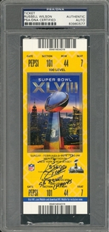 Russell Wilson Autographed Super Bowl XLVIII Full Ticket (PSA/DNA)